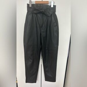 Express High Rise Faux Leather Ankle Pants with Belt - Size 2R
